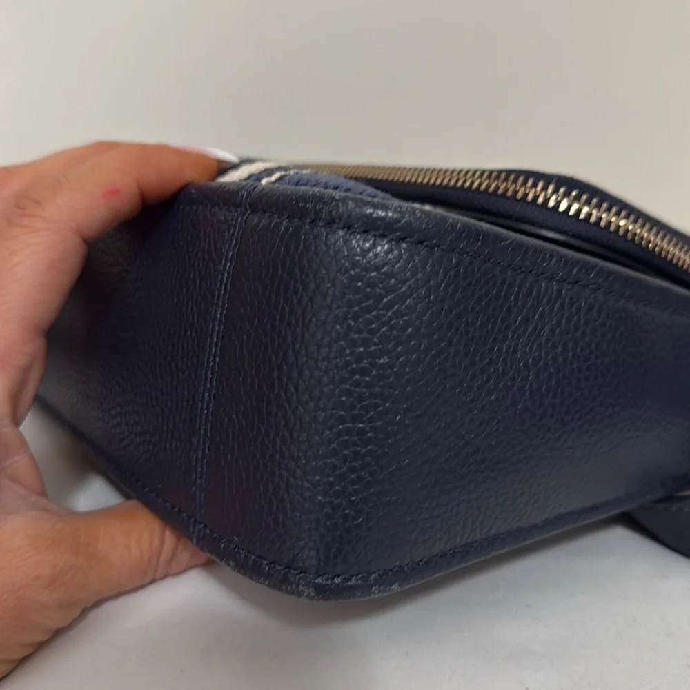 Kate spade Navy & cream leather & canvas crossbody bag